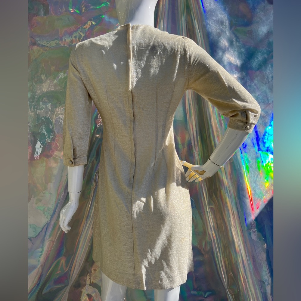 60s Metallic Threaded Faux Button Mini Dress - Picture 5 of 17